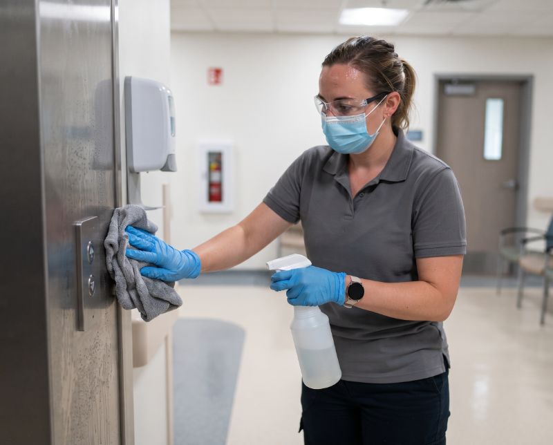 Professional disinfecting service in a commercial facility